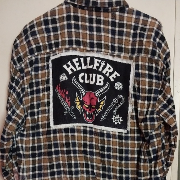 Stranger Things Hellfire Club Plaid Bottom Down Shirt(Unisex) - Picture 2 of 8